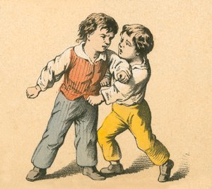 Vechtende jongens door English School