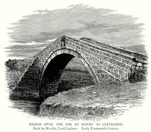 Brug over de Esk bij Danby in Cleveland (gravure) door English School