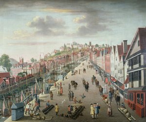 Bristol Docks en Quay, c.1760 door English School
