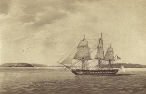 Britse fregat HMS Fisgard, onder bevel van kapitein Thomas Byam Martin, verkenning bij Brest, Frankrijk