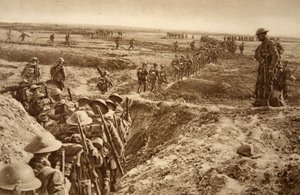 Britse infanterie rukt op in de aanval op Cambrai, 1914-19 door English School