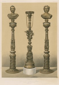 Bronzen kandelaar, Koninklijke Manufactuur, Berlijn (chromolitho) door English School