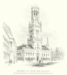 Brugge, De Halletoren (gravure)