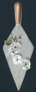 Bouwers troffel en bloemen, kerstkaart