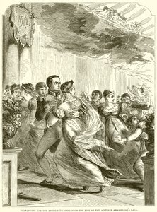 Bonaparte en de Keizerin ontsnappen aan de brand op het bal van de Oostenrijkse ambassadeur