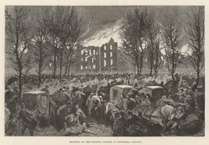 Brand van het krankzinnigengesticht in Montreal, Canada door English School