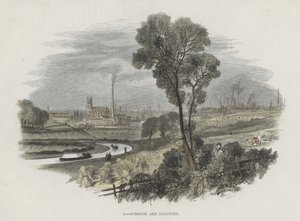 Burslem en Longport, Staffordshire (gekleurde gravure) door English School