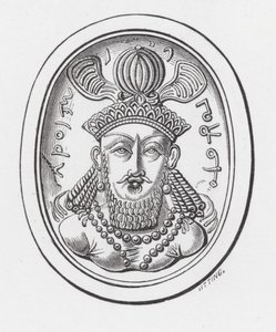 Borstbeeld van Vahrahran Kermanshah (gravure)