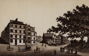 Buxton: Burlington Hotel en Wandelpromenade (litho) door English School