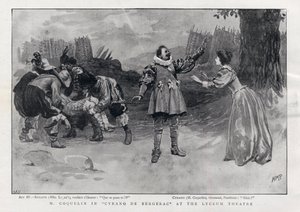 CONSTANT COQUELIN Aine (oudere) Engelse acteur in de rol van Cyrano de Bergerac in het Lyceum Theatre, Londen 1898 door English School