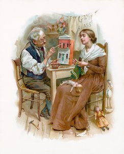 Caleb schildert de voorkant van een gewild herenhuis, uit de Cricket and the Hearth