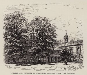 Cambridge: Kapel en Klooster van Emmanuel College, vanuit de Tuin door English School