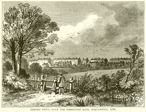 Camden Town, vanaf de Hampstead Road, Marylebone, 1780 door English School