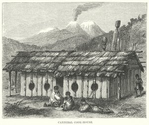 Kannibaal Kookhuis (gravure) door English School