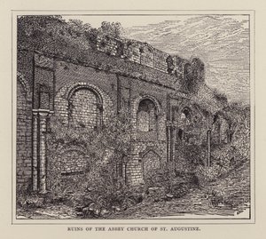 Canterbury: Ruïnes van de Abdijkerk van St. Augustinus (litho) door English School