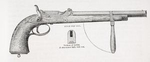 Kapitein Burtons karabijnpistool en projectiel, uit Het Leven van Kapitein Sir Richard Burton, Deel II door Isabel Burton, gepubliceerd 1893