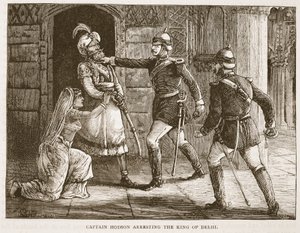 Kapitein Hodson arresteert de koning van Delhi, illustratie uit Cassells Geïllustreerde Geschiedenis van Engeland door English School
