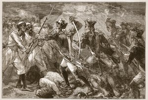 Kapitein Yorke leidt de wanhopige aanval bij Masulipatam, illustratie uit Cassells Geïllustreerde Geschiedenis van India door James Grant, uitgegeven 1879 door English School