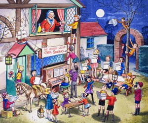 Carol Singers (gouache op papier)