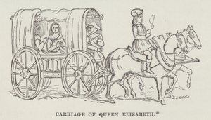 Koets van Koningin Elizabeth (gravure) door English School