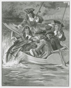 "De riem en het zwaard van de schildknaap met zich meedragend" (litho) door English School