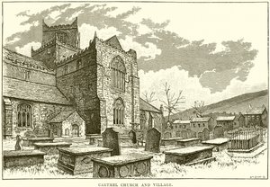 Cartmel Kerk en Dorp door English School