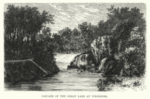Waterval van het Grote Meer bij Vincennes (gravure) door English School