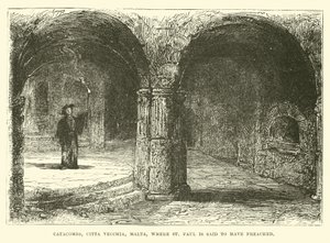 Catacomben, Citta Vecchia, Malta, waar St. Paulus zou hebben gepredikt door English School