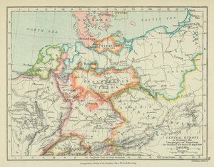 Midden-Europa ter illustratie van de veldtochten van Napoleon (kleurenlitho) door English School
