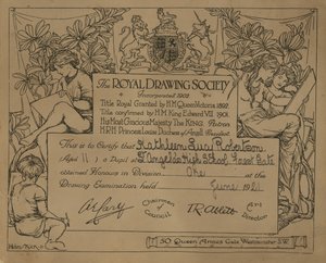 Certificaat van de Royal Drawing Society door English School