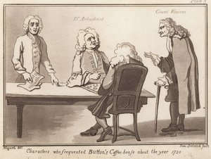 Personages die Buttons Coffee House bezochten rond 1720: Dr Arbuthnot, Graaf Viviani door English School