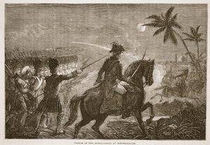 Aanval van de Hooglanders bij Seringapatam, illustratie uit Cassells Geïllustreerde Geschiedenis van India door James Grant, uitgegeven 1879 door English School