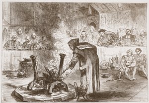 Karel ziet het spel van de maskers, illustratie uit De Geschiedenis van het Protestantisme door James Aitken Wylie, 1878 door English School