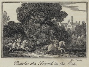Karel de Tweede in de Eik (gravure) door English School