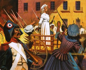 Charlotte Corday op weg naar de guillotine