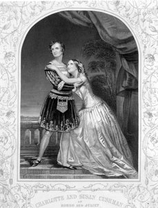 Charlotte en Susan Cushman als Romeo en Julia, Act III Scene 5 van Romeo en Julia, van een daguerreotype, uitgegeven door John Tallis & Co.