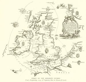 Kaart van de Koers van de Armada door English School