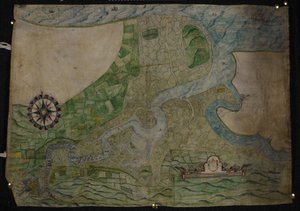 Kaart van de loop van de rivier Medway van Rochester tot The Nore door English School