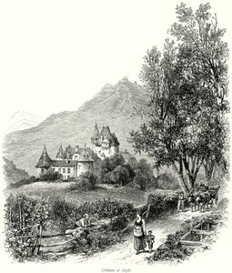 Kasteel in Aigle (gravure)