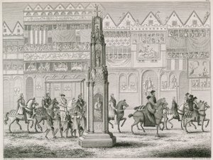Cheapside Cross, zoals het verscheen in het jaar 1547 door English School