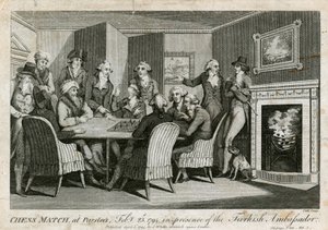 Schaakwedstrijd in Parsloes, 23 februari 1794, in aanwezigheid van de Turkse ambassadeur door English School