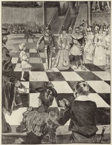 Schaaktoernooi met levende stukken in Henglers Circus