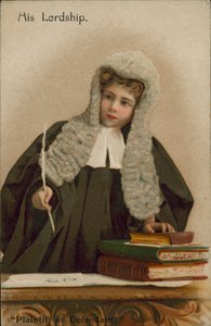 Kind verkleed als rechter (kleurenlitho)