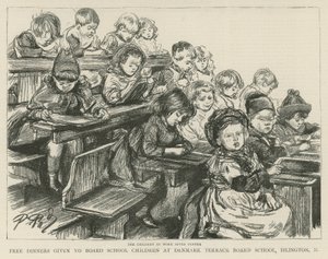 Kinderen aan het werk na het diner door English School
