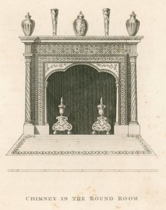 Schoorsteen in de Ronde Kamer, Strawberry Hill, Twickenham, Londen door English School
