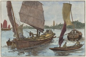 Chinese vis- en vrachtschepen