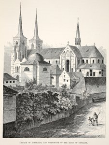 Kerk van Roeskilde en grafhuis van de koningen van Denemarken, uit Een gedenkteken van het huwelijk van Edward VII en Alexandra van Denemarken, uitgegeven 1864