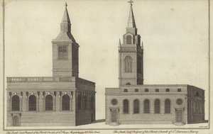 Kerk van St Mary Magdalen in Old Fish Street en kerk van St Lawrence Jewry, Londen door English School