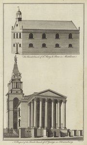 Kerk van St. Marylebone in Middlesex en kerk van St. George in Bloomsbury, Londen