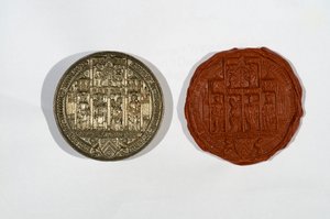 Rond zegel met wapen van New College